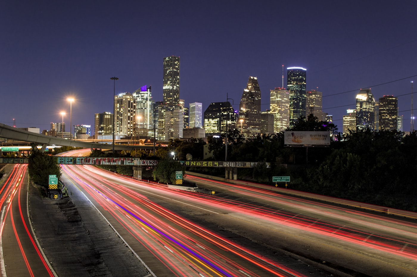 The Houston skyline at dusk